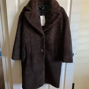 Nwt Zara wool blend chocolate teddy bear coat sz S